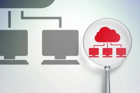 Cloud computing concept:  Cloud Network with optical glass on digital background 스톡 일러스트