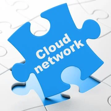 Cloud computing concept: Cloud Network on puzzle background Stock Illustration