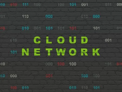 Cloud computing concept: Cloud Network on wall background Illustrazione stock