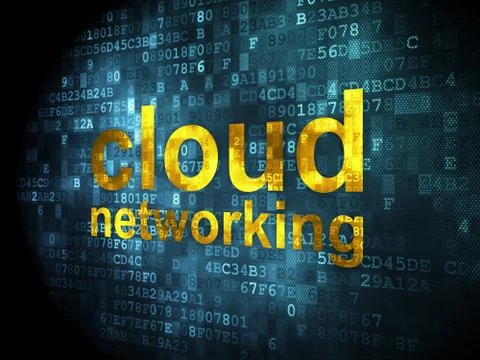 Cloud computing concept: Cloud Networking on digital background 스톡 일러스트