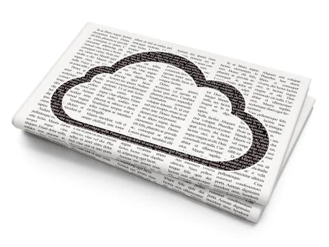 Cloud computing concept: Cloud on Newspaper background 스톡 일러스트
