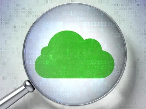 Cloud computing concept: Cloud with optical glass on digital ba イラスト素材