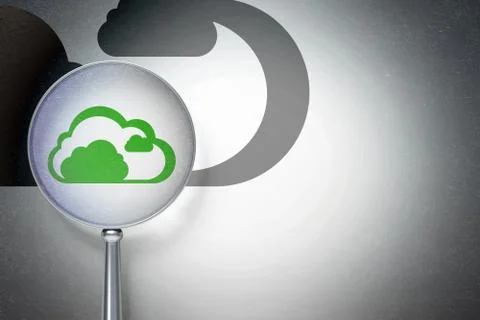 Cloud computing concept:  Cloud with optical glass on digital background Stock Illustration