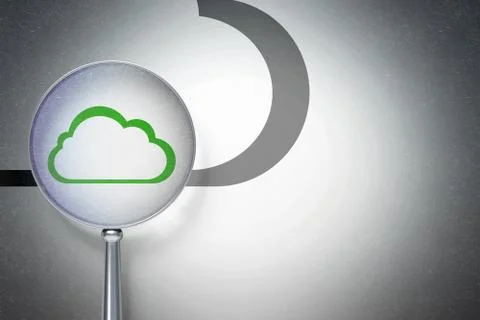 Cloud computing concept:  Cloud with optical glass on digital background 库存插图