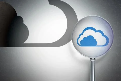 Cloud computing concept:  Cloud with optical glass on digital background 스톡 일러스트