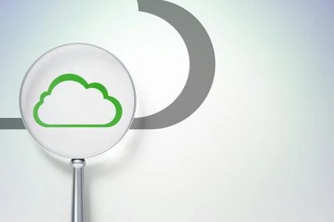 Cloud computing concept:  Cloud with optical glass on digital background Illustrazione stock