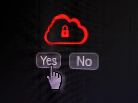 Cloud computing concept: Cloud With Padlock on digital computer screen Illustrazione stock