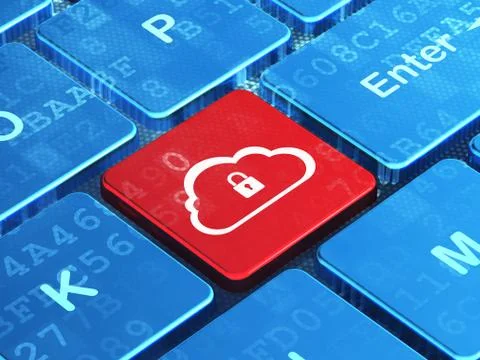 Cloud computing concept: Cloud With Padlock on computer keyboard background 스톡 일러스트