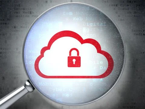 Cloud computing concept: Cloud With Padlock with optical glass Stock Illustration