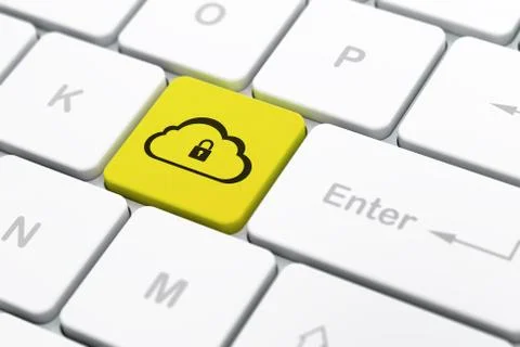 Cloud computing concept: Cloud With Padlock on computer keyboard 스톡 일러스트