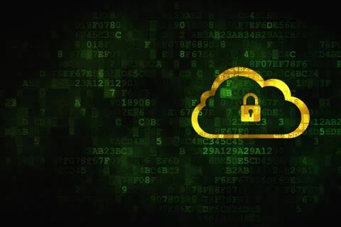 Cloud computing concept: Cloud With Padlock on digital backgroun 스톡 일러스트