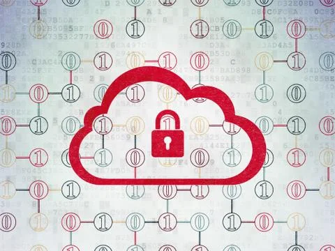 Cloud computing concept: Cloud With Padlock on Digital Paper 스톡 일러스트