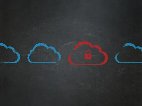 Cloud computing concept: cloud with padlock icon on School Board background Illustrazione stock