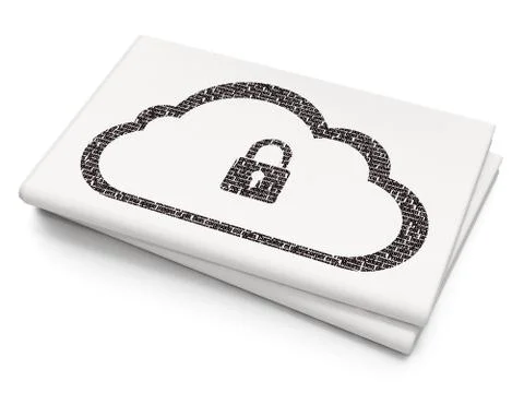 Cloud computing concept: Cloud With Padlock on Blank Newspaper background イラスト素材