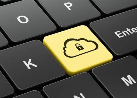 Cloud computing concept: Cloud With Padlock on computer keyboard background 스톡 일러스트