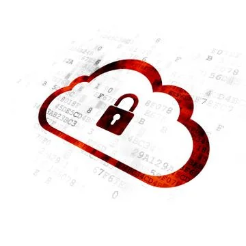 Cloud computing concept: Cloud With Padlock on Digital background 스톡 일러스트