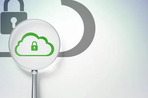 Cloud computing concept:  Cloud With Padlock with optical glass on digital 스톡 일러스트