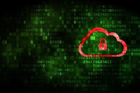 Cloud computing concept: Cloud With Padlock on digital background Stock Illustration