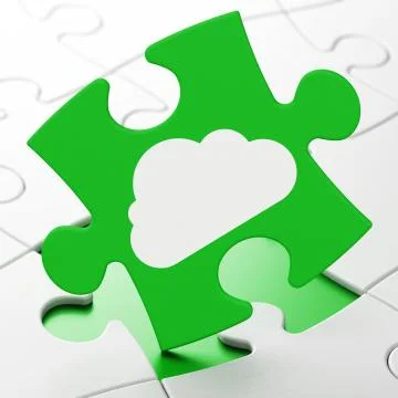 Cloud computing concept: Cloud on puzzle background Stock Illustration