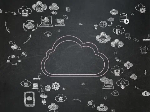 Cloud computing concept: Cloud on School Board background 스톡 일러스트