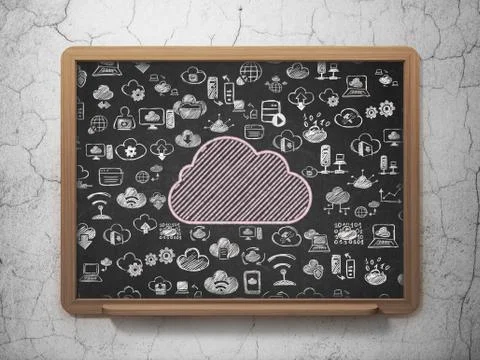 Cloud computing concept: Cloud on School Board background 库存插图