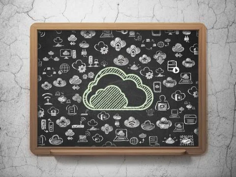 Cloud computing concept: Cloud on School board background 스톡 일러스트