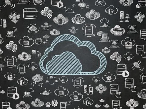 Cloud computing concept: Cloud on School board background イラスト素材