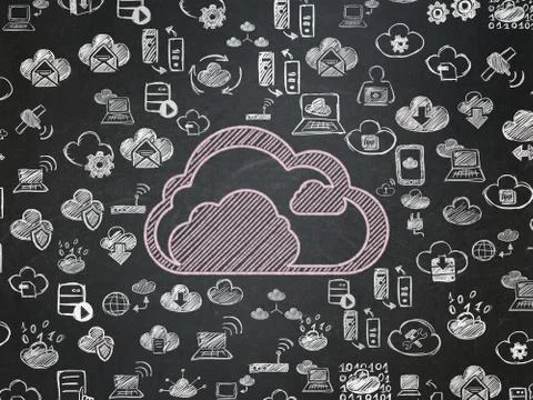Cloud computing concept: Cloud on School board background イラスト素材