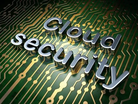 Cloud computing concept: Cloud Security on circuit board background Stock Illustration