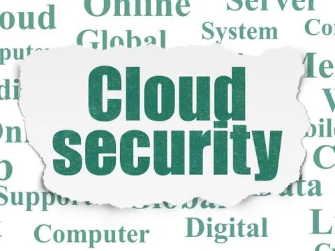 Cloud computing concept: Cloud Security on Torn Paper background Illustrazione stock