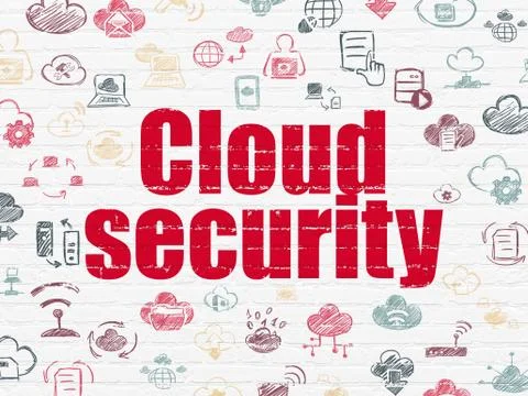 Cloud computing concept: Cloud Security on wall background Stock Illustration