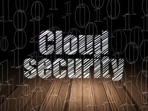 Cloud computing concept: Cloud Security in grunge dark room 스톡 일러스트