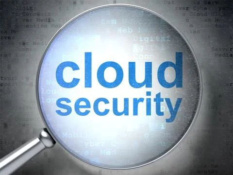 Cloud computing concept: Cloud Security with optical glass Illustrazione stock
