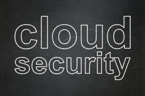 Cloud computing concept: Cloud Security on chalkboard background Stock Illustration