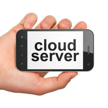 Cloud computing concept: Cloud Server on smartphone Stock Illustration