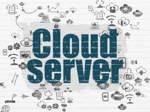 Cloud computing concept: Cloud Server on wall background Stock Illustration