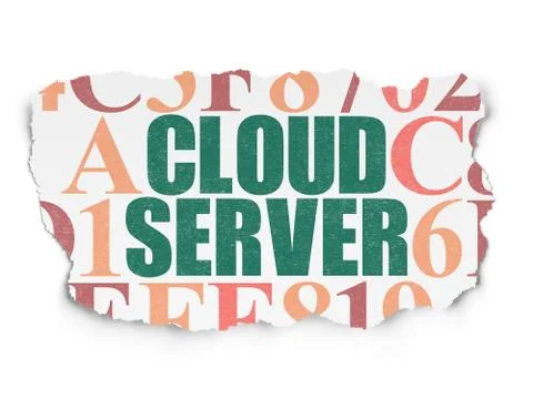 Cloud computing concept: Cloud Server on Torn Paper background Stock Illustration
