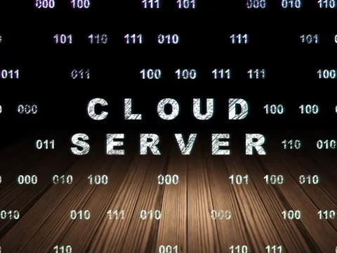 Cloud computing concept: Cloud Server in grunge dark room Stockillustratie