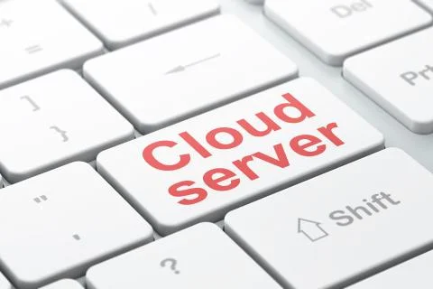 Cloud computing concept: Cloud Server on computer keyboard background 스톡 일러스트