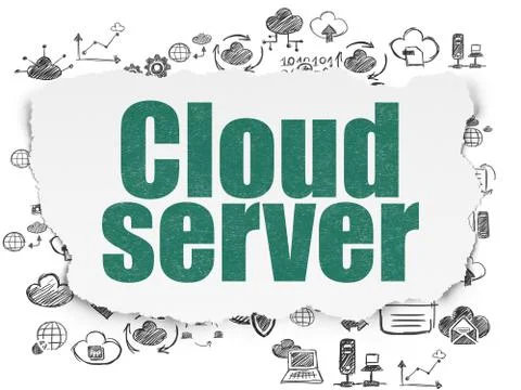Cloud computing concept: Cloud Server on Torn Paper background イラスト素材