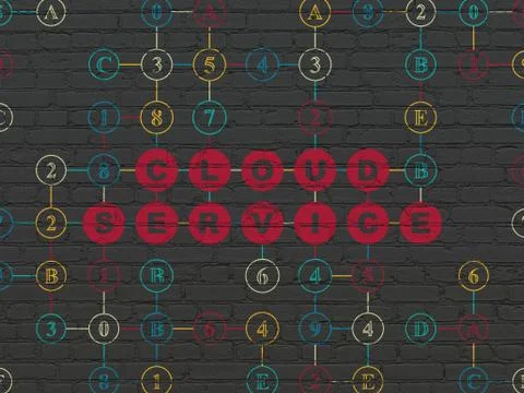 Cloud computing concept: Cloud Service on wall background Stock Illustration