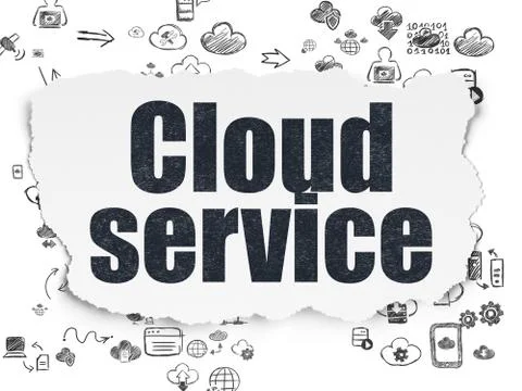 Cloud computing concept: Cloud Service on Torn Paper background 스톡 일러스트