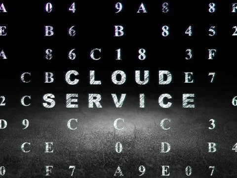 Cloud computing concept: Cloud Service in grunge dark room Stock Illustration