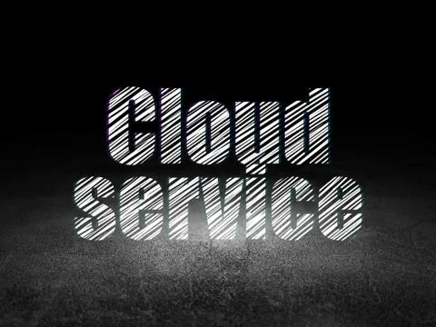 Cloud computing concept: Cloud Service in grunge dark room Stockillustratie