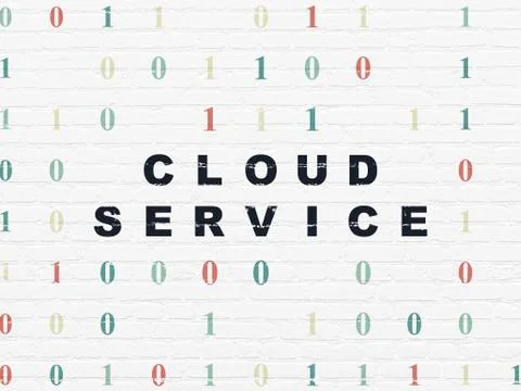 Cloud computing concept: Cloud Service on wall background 库存插图