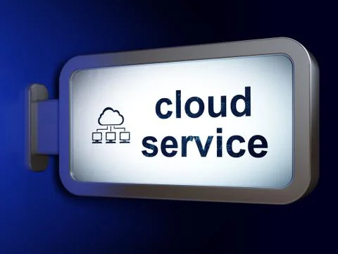 Cloud computing concept: Cloud Service and Cloud Network on billboard background 스톡 일러스트