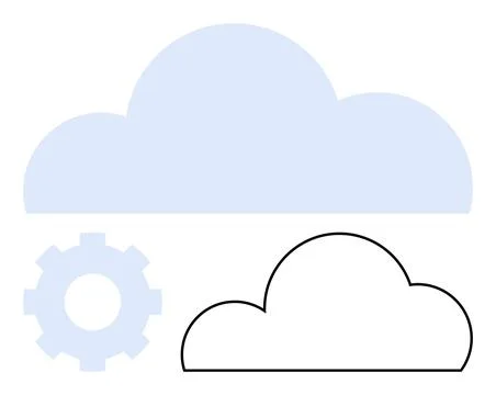 Cloud Computing Concept with Cloud Shapes and Gear Wheel Representing Techn.. Stockillustratie
