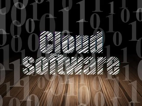 Cloud computing concept: Cloud Software in grunge dark room Stock Illustration