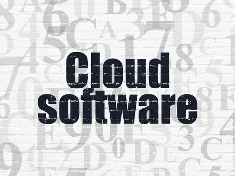 Cloud computing concept: Cloud Software on wall background 스톡 일러스트