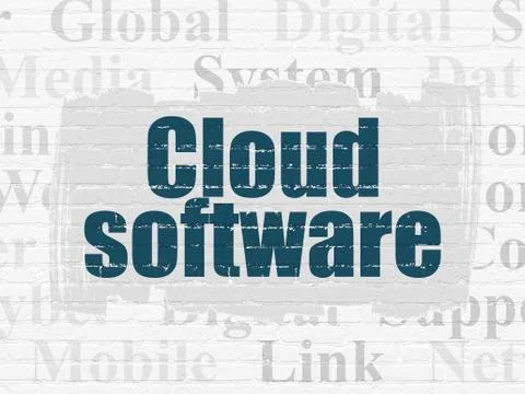 Cloud computing concept: Cloud Software on wall background Stock Illustration
